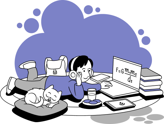 Student studying illustration